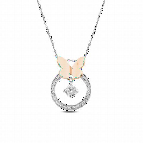 Other Necklace - Butterfly Model Zircon Stone Women's Silver Necklace 100347604 - Turkey