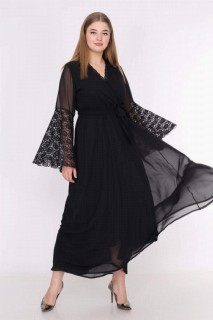 Woman Clothing - يونغ حجم كبير أكمام الدانتيل كشكش فستان سهرة شيفون 100276308 - Turkey