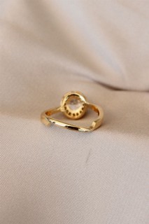 Gold Color Solitaire Design Adjusted Metal Ring 100318971