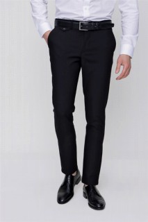 pants - Men Black Valencia Jacquard Slim Fit Slim Fit Trousers 100351291 - Turkey