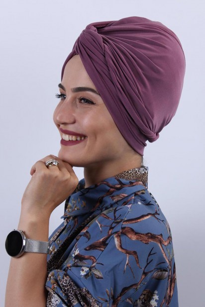 Woman Bonnet & Turban - Dolama Bone Dark Getrocknete Rose - Turkey