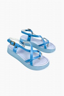 Clara Baby Blue Leather Sandals 100344378