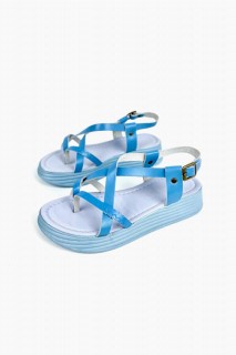 Clara Baby Blue Leather Sandals 100344378