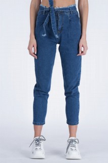 Pants - Women's Belted Jeans 100326241 - Turkey