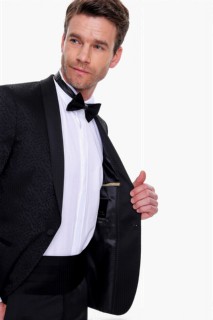 Men's Black Guisa Slim Fit Slim Fit Jacquard Tuxedo 100350592