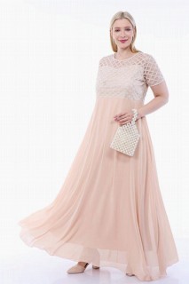 Plus Size Top Silvery Square Detail Long Evening Dress Ecru 100276325