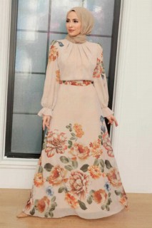 Clothes - Beige Hijab Dress 100340848 - Turkey