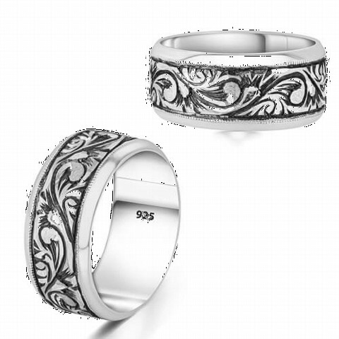 10mm Erzurum Pen Embroidered Silver Wedding Ring 100349781
