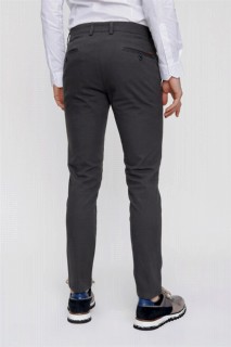 Men's Dark Gray Cotton Slim Fit Side Pocket Linen Trousers 100351260