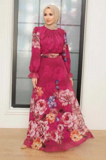 Clothes - Fushia Hijab Dress 100340850 - Turkey