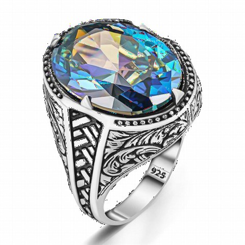 Special Design Mystic Topaz Stone Silver Ring 100350391