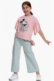 Girl's Sleeves Flywheel Mickey Printed Wide Leg Pink Tracksuit 100327695