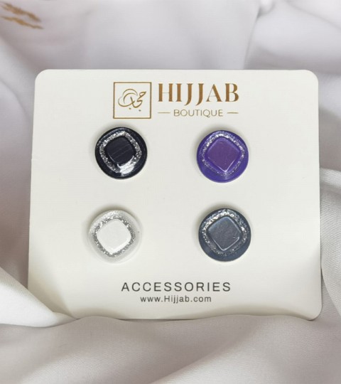 Hijab Accessories - 4 Stück (4 Paar) Islam Frauen Schals magnetische Brosche - Turkey