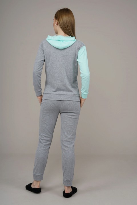 Women's Hooded Patterned Pajamas Set 100325723