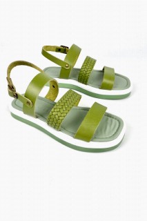 Carla Mind Green Leather Sandals 100344383