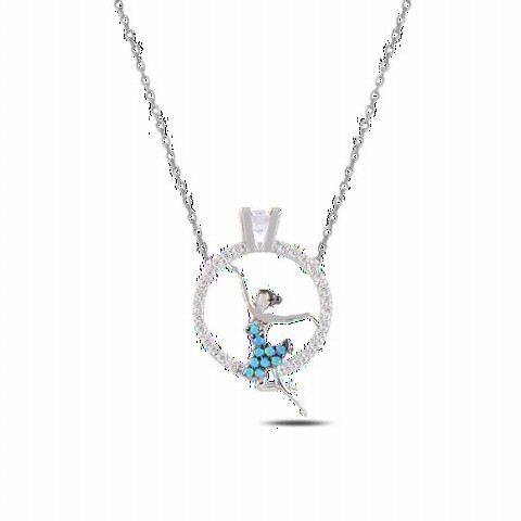 Other Necklace - Solitaire Model Fairy Motif Women's Silver Necklace 100347613 - Turkey
