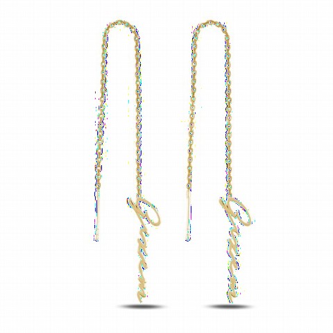 jewelry - Name Women's Silver Earrings Gold 100346720 - Turkey