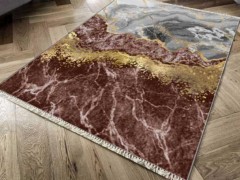 Carpet - Non-Slip Base Digital Print Velvet Carpet Lava Life Gold 150x220 Cm 100260392 - Turkey