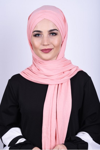 Woman Bonnet & Hijab - ممشط القطن 3 شال سلمون - Turkey