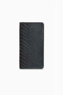 Guard Phone Entry Python Print Black Leather Portfolio Wallet 100346050