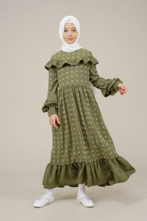 Daily Dress - Young Girl Collar and Sleeves Pleated All-Length Dress 100352538 - Turkey