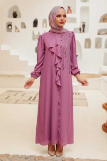 Evening & Party Dresses - فستان سهرة للمحجبات باللون الوردي المغبر 100339401 - Turkey