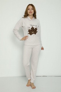 Lingerie & Pajamas - Damen-Pyjama-Set mit Blattdetail und Kapuze 100325703 - Turkey