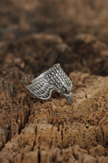 Silver Rings 925 - Adjustable Eagle Design Men's Ring 100319069 - Turkey