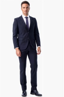 Men's Navy Blue Basic Straight Slim Fit Slim Fit 6 Drop Suit 100351274