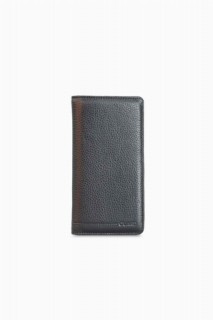 Black Zipper Portfolio Wallet with Hidden Card Compartment 100346138