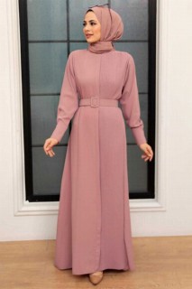 Woman Clothing - Powder Pink Hijab Dress 100341514 - Turkey
