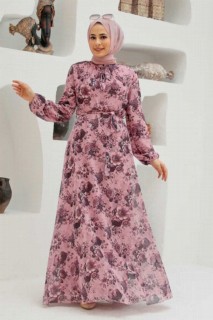 Clothes - Powder Pink Hijab Dress 100332990 - Turkey