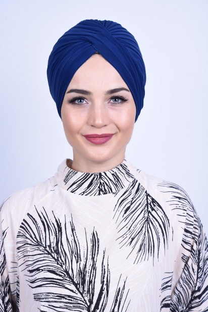Woman Bonnet & Turban - Vera Outer Bone Saxe Bleu - Turkey