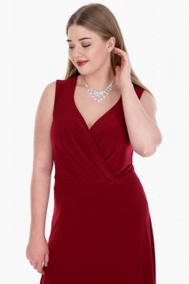 Plus Size Claret Red Evening Dress with Side Slit 100276169