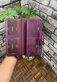 Purple Zippered and Leather Pleated Hand Portfolio 100345745