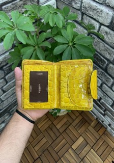 Yellow Croco Leather Women's Wallet 100345738