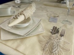 Kitchen-Tableware - French Lace Handcrafted Lotus 34 Piece Placemat Set Cream 100330826 - Turkey
