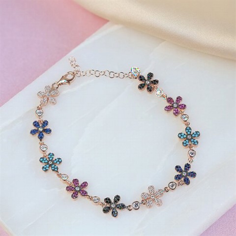 Jewelry & Watches - عزر الأزهار الملونة سوار الفضة للنساء 100347389 - Turkey