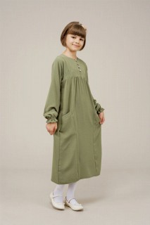Clothes - Young Girl Buttoned Pocket Detailed Dress 100352519 - Turkey