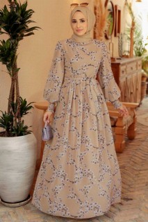 Daily Dress - Biscuit Hijab Dress 100341095 - Turkey