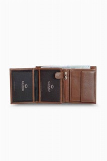 Multi-Compartment Vertical Tan Leather Men's Wallet 100345295