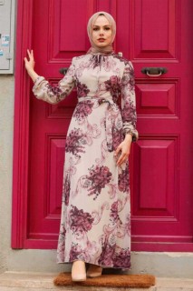 Daily Dress - Beige Hijab Dress 100336470 - Turkey