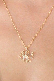 Necklaces - Gold Color Fish Figure Women Necklace 100328105 - Turkey