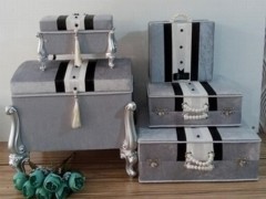 Dowry box - طقم حقائب الصدر بتصميم المهر 5 قطع رمادي 100344791 - Turkey
