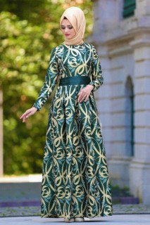 Evening & Party Dresses - Green Hijab Evening Dress 100299253 - Turkey