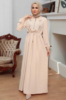 Daily Dress - Beige Hijab Dress 100341061 - Turkey