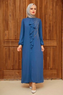 Evening & Party Dresses - فستان سهرة حجاب أزرق نيلي 100339398 - Turkey