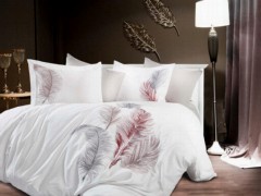 Duvet Cover Sets - Parure de lit double en satin de coton brodé Flamenco 100331424 - Turkey