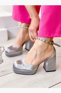 Elzara Silver Satin Platform Shoes 100344237