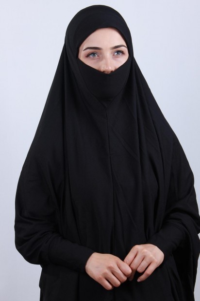 5XL Veiled Hijab Black 100285107
